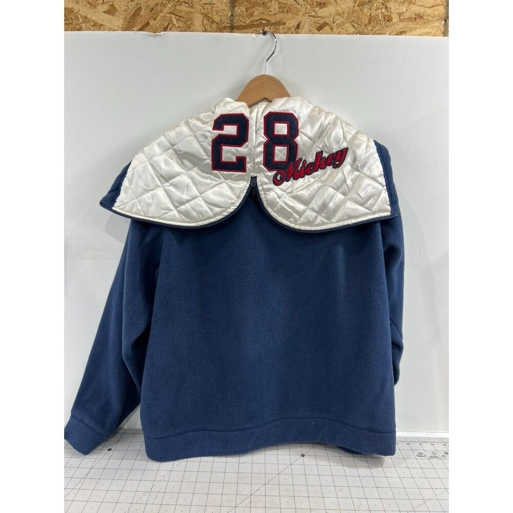 Vintage Disney Classic Mickey Fleece Jacket w/ Hood Women’s Sz. L Blue & White - Picture 2 of 13